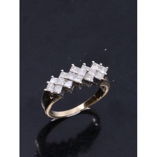 8 - A diamond cluster set in 9ct gold finger size N half