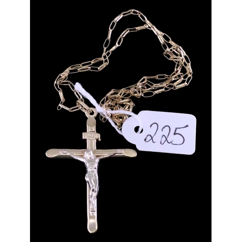 225 - A gold cross and chain approx. 2.9 grams