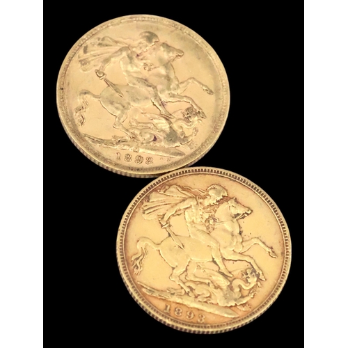 341 - Two sovereigns dated 1898 and 1893