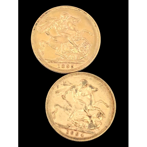 343 - Two sovereigns dated 1895 and 1894