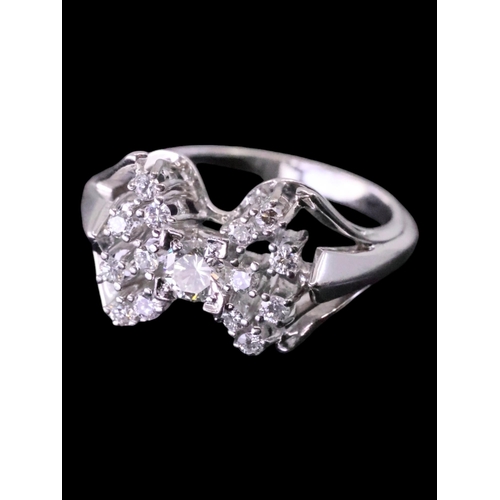 9 - A diamond ring, set in 14ct gold, showing as finger size T approx. 7.4 grams, total estimated weight... 