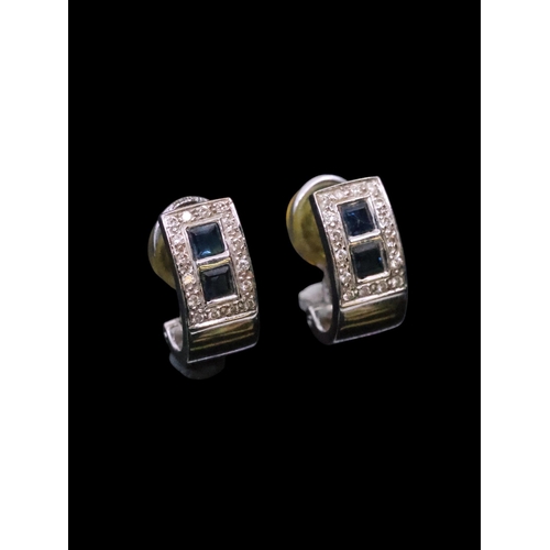 156 - A pair of diamond & gem set earrings approx. 5.9 grams set in 18ct gold (metal backs)