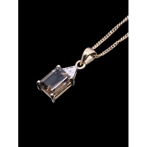 189 - Smokey quartz pendant on chain