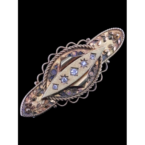 35 - A diamond set 15ct gold brooch approx. 7.8 grams