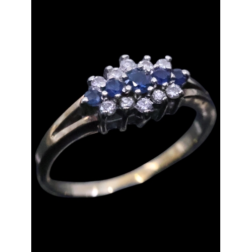 38 - A diamond and sapphire set 9ct gold finger size nearly N