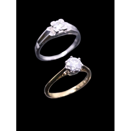 96 - Two 18ct gold diamond rings both finger size J