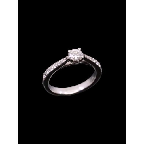 139 - A diamond solitaire ring set in platinum finger size K estimated weight of main diamond 0.40cts