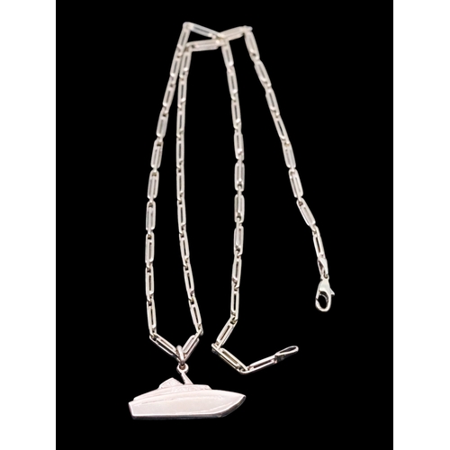 164 - A 9ct boat pendant and a 9ct chain, length approx. 20 inches, total weight approx. 16.2g