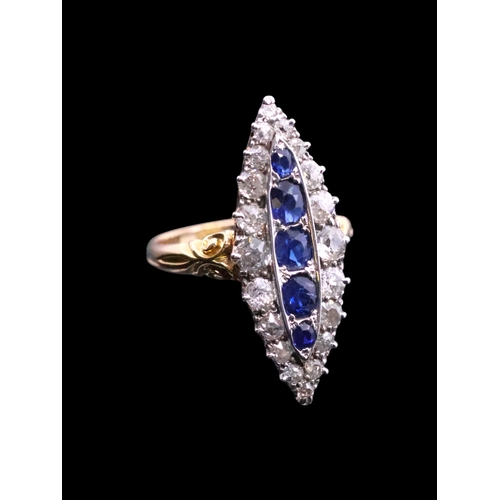 170 - An 18ct diamond and sapphire ring, finger size N