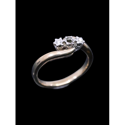 187 - A diamond set 9ct gold ring approx. 3.6 grams finger size Q (Missing one diamond)