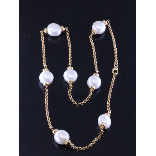 4 - An 18ct gold pearl set necklace approx. 17.6 grams