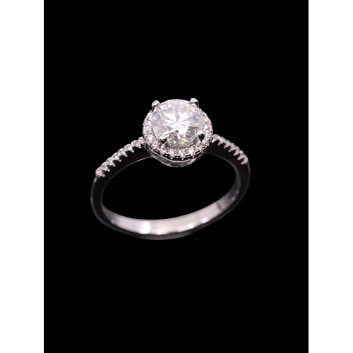 46 - A moissanite halo style ring finger size P