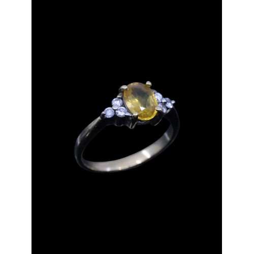 48 - A diamond and gem set gold ring approx. 2.4 grams finger size H