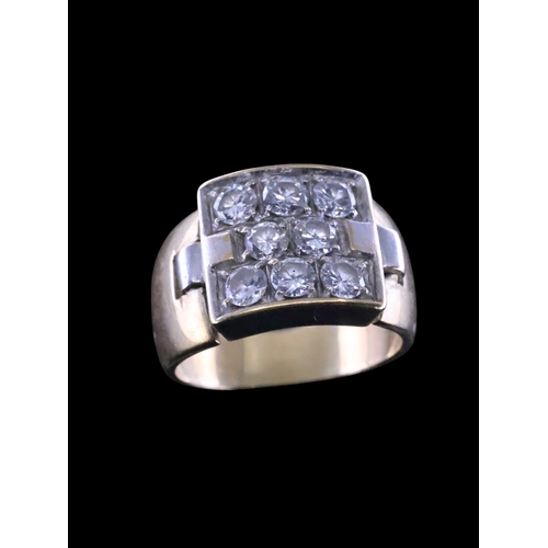 49 - An 8 stone diamond cluster ring finger size O, total estimated weight of diamonds 0.80cts to 1ct