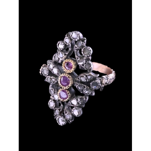 50 - A diamond and gem set cluster ring approx. 7.2 grams finger size Q