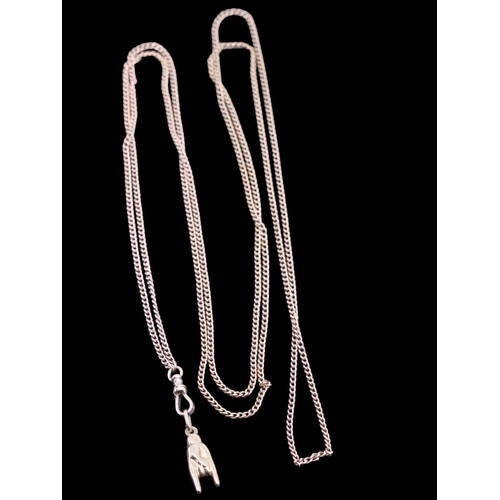 66 - A 9ct gold muffchain length approx. 52 inches plus gold fob, total weight approx. 15.6  grams