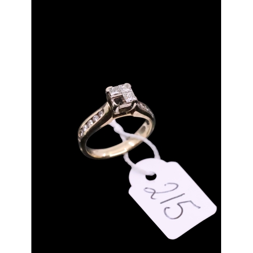 215 - An 18ct gold diamond ring  finger size K half (missing one stone)