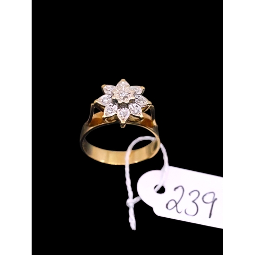 239 - An 18ct gold diamond cluster ring approx. 5.9 grams finger size O