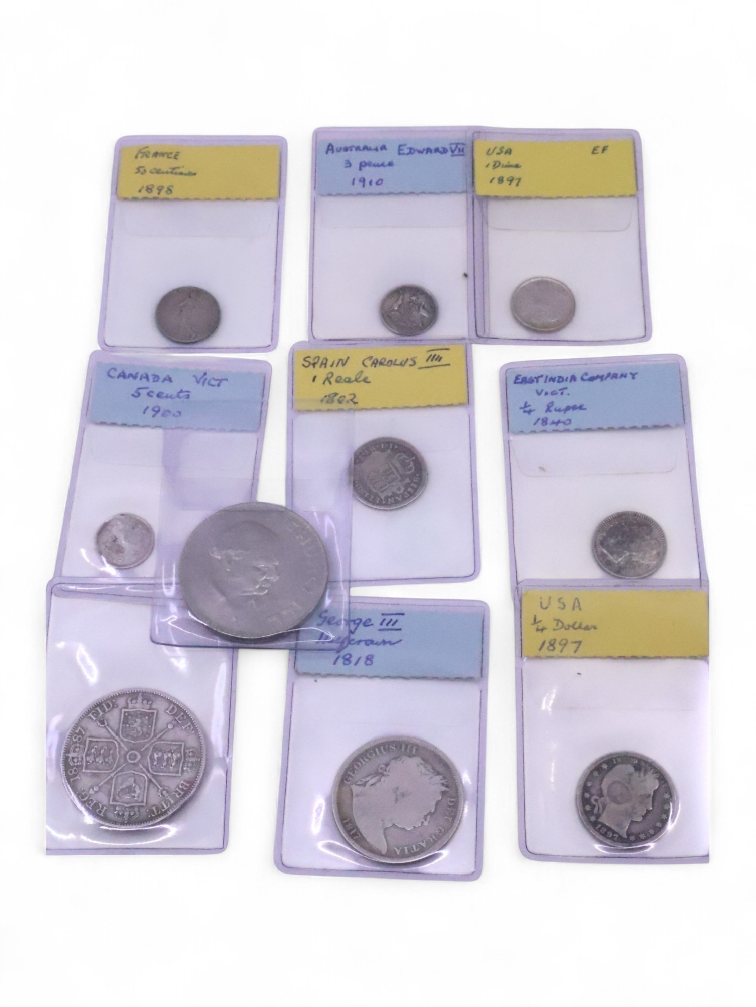 A collection of ten coins including a 1887 double florin, A Half crown ...