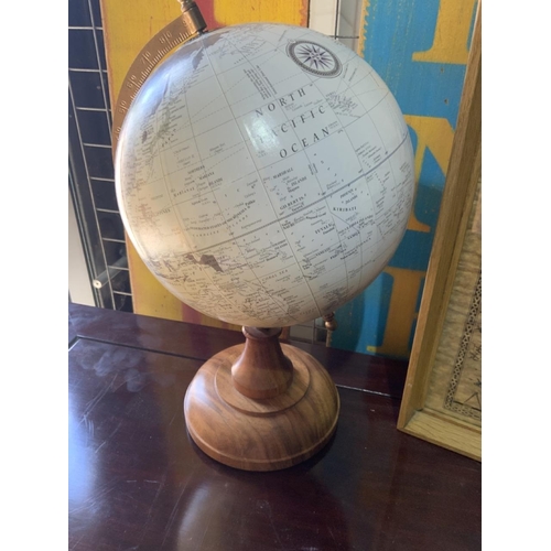 Hallo Wordt erger Verplicht A small globe also with a framed map North and East Riding Yorkshire GLOBE  H:36cm MAP APPROX W:50