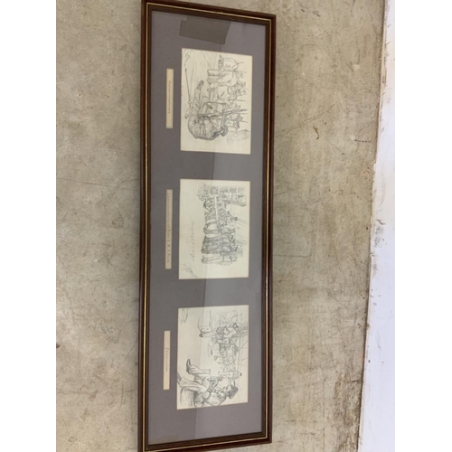 11 - A pair of framed and glazed German prints of nautical interest. Glass cracked on one frame W:82cm ... 