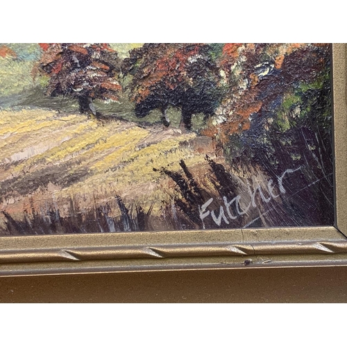 20 - Two 20th century oils on board. One signed Futcher of Old Winchester Hill and the other initialled V... 