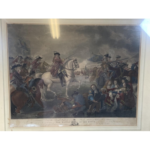 28 - After Benjamin West and engraved by John Hall (British, 1739-1797): The Battle of the Boyne, coloure... 