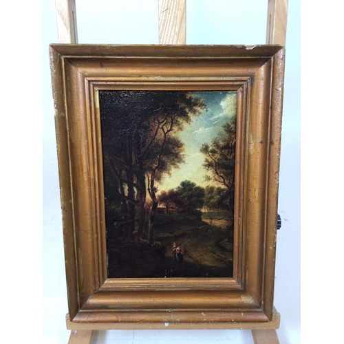3 - Late 18th/early 19th century oil on board landscape scene. Deeply framed. Picture measures 18cm x 26... 