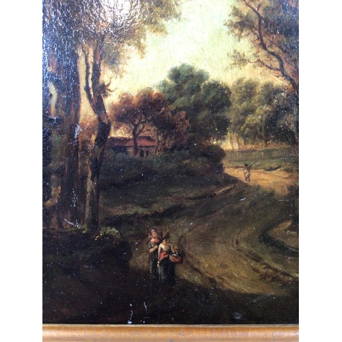 3 - Late 18th/early 19th century oil on board landscape scene. Deeply framed. Picture measures 18cm x 26... 