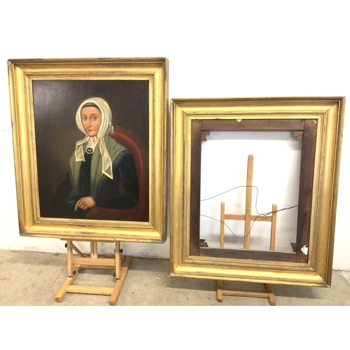 35 - A late 19th century portrait, oil on canvas in gilt frame also with another frame. Frame size W:82... 