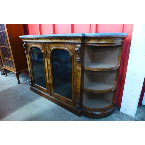 103 - A Victorian walnut and marble topped credenza