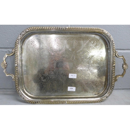 1098 - A plated two handled gallery tray**PLEASE NOTE THIS LOT IS NOT ELIGIBLE FOR POSTING AND PACKING**