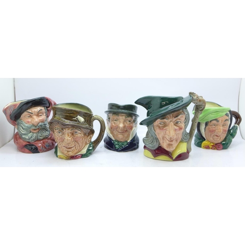 621 - Five Royal Doulton medium character jugs, Paddy a/f