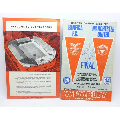 647 - A 1968 European Cup Final programme signed by George Best and a 1968 FA Cup Semi-Final programme Eve... 