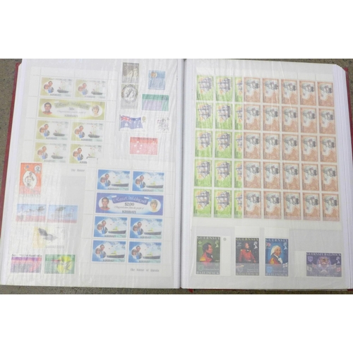 676 - Stamps; QEII Commonwealth unmounted mint stamps in 60 page stock book, mainly in sets