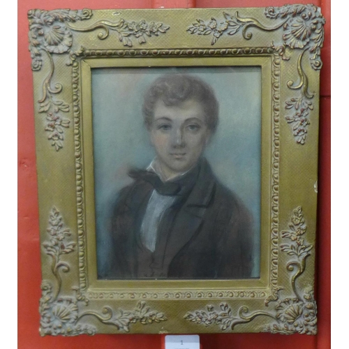 1 - Edward Robert Smythe, portrait of Charles Edmund Dashwood, pastel, dated 1839, 23 x 17cms, framed