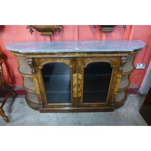 103 - A Victorian walnut and marble topped credenza