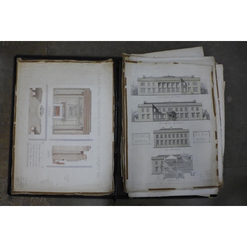 17 - A folio of approximately twenty early 20th Century architectural drawings by H.N. Jepson