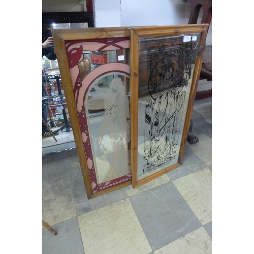 396 - Two Alphonse Mucha style mirrors