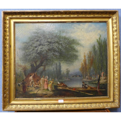 5 - * Jackson (19th Century), figures punting on a river, oil on canvas, 59 x 72cms, framed