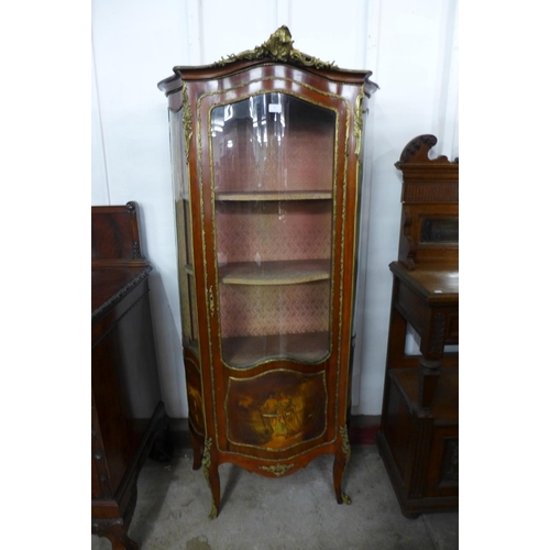 79 - A French Louis XV style mahogany Vernis Martin vitrine