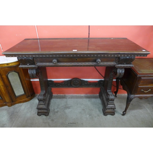 92 - A Victorian carved oak serving table