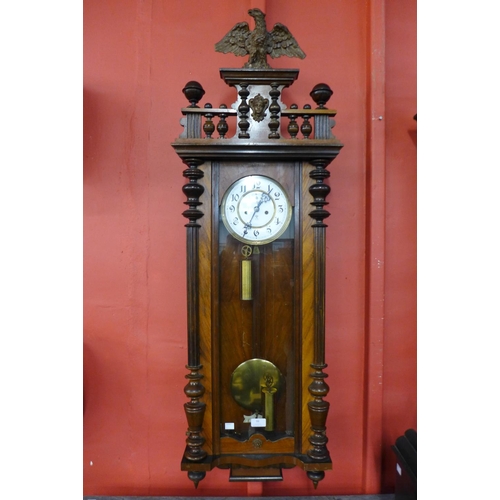 99 - A 19th Century Gustav Becher walnut Vienna double weight wall clock