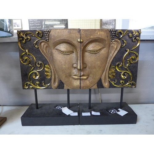 1421 - A two part gilt Buddha plaque (2179550)   #