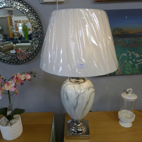 1426 - A large marble effect table lamp with white shade (LT057WH35)   #