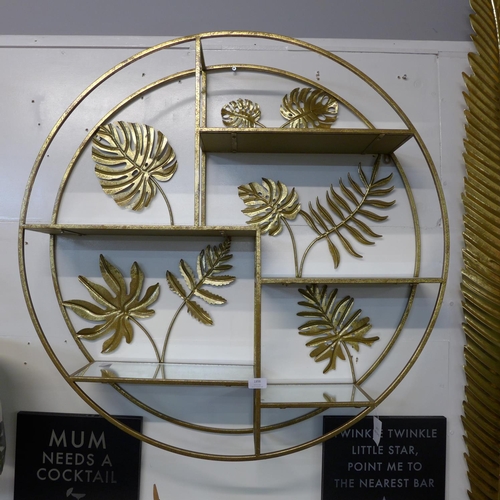 1837 - Gilt tropical leaf design wall display shelves (JHC1268)   #