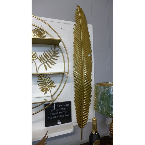 1838 - A large gilt metal wall hanging feather (DJM419)   #