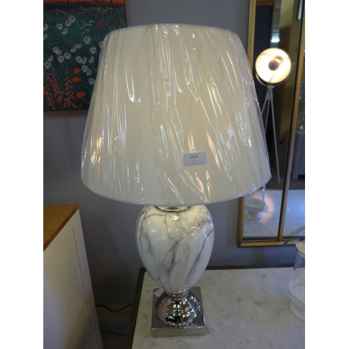 1426 - A large marble effect table lamp with white shade (LT057WH35)   #