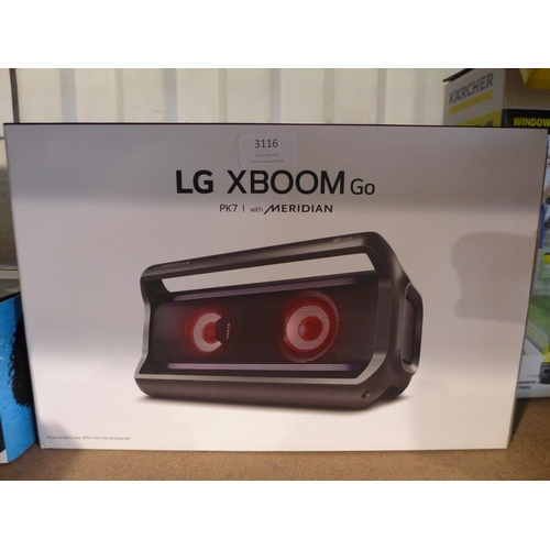 3116 - An LG X Boom Go portable wireless speaker, RRP £129.99 + VAT