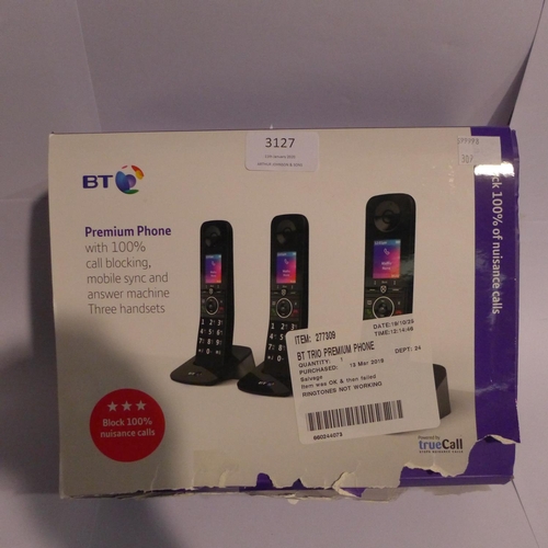 3127 - A BT Trio Premium phone system, RRP £69.99 + VAT